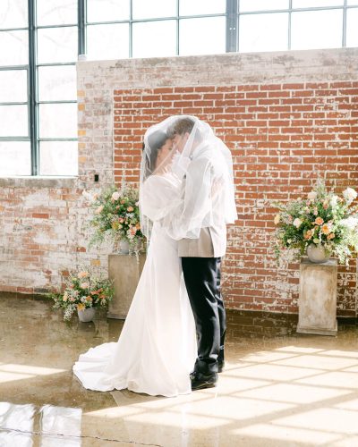 Bride and Groom portrait in ceremony area